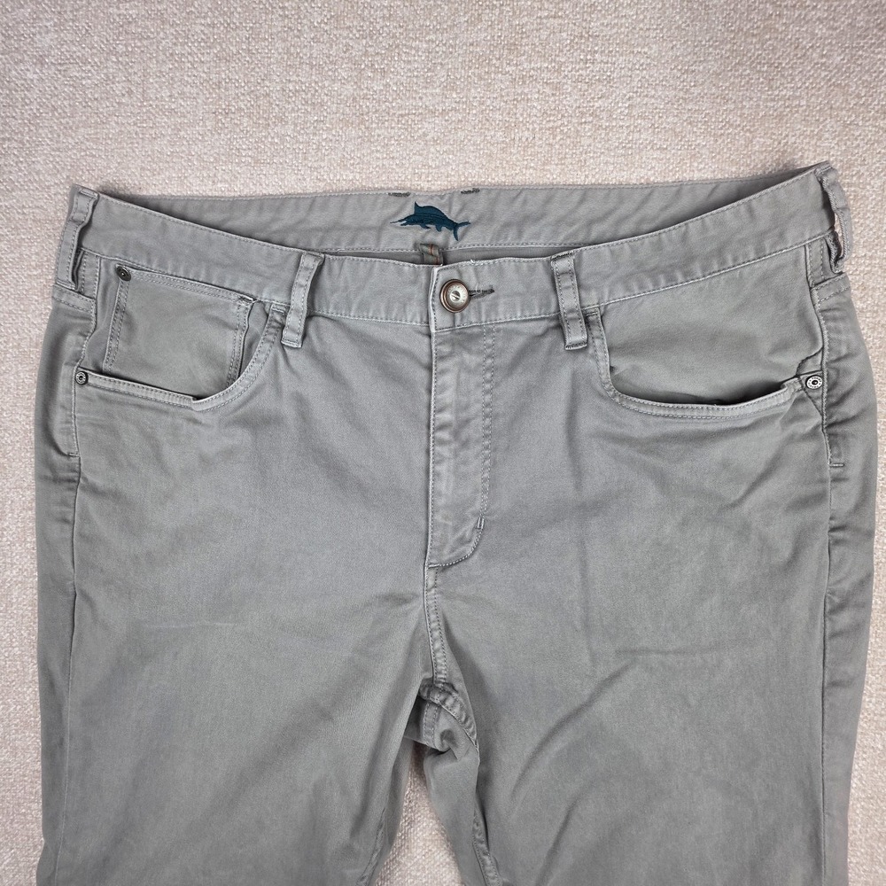 Tommy Bahama Authentic Mens Grey Straight Leg Pants 38x30 Faded Twill Chinos